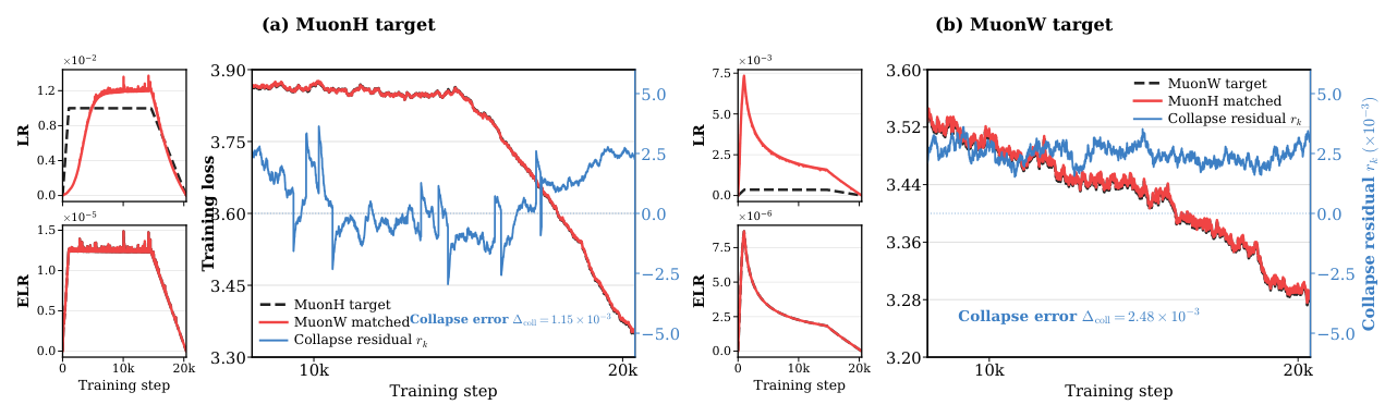 Figure D.2: LR-only ELR matching aligns MuonW and MuonH loss dynamics.