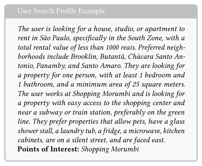 Figure 1: Example of a structured user profile used for personalized real estate retrieval.